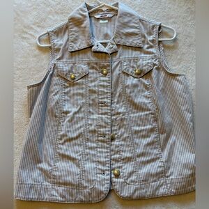 Alia Tan & Cream Striped Sleeveless Vest